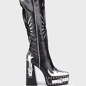 Alexander Wang Black and Silver Heeled Boots
